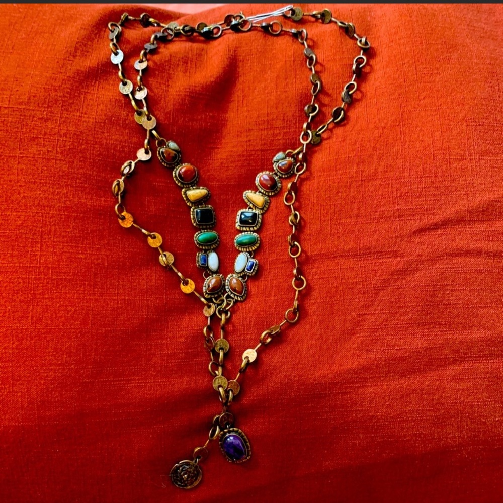 Zara Brass Stone Coin Set of Necklaces